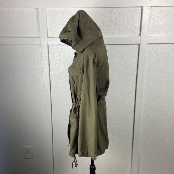 Ava & Viv Olive Utility Jacket Women’s XL Hooded 100% Cotton Anorak Coat Snap - Picture 5 of 10